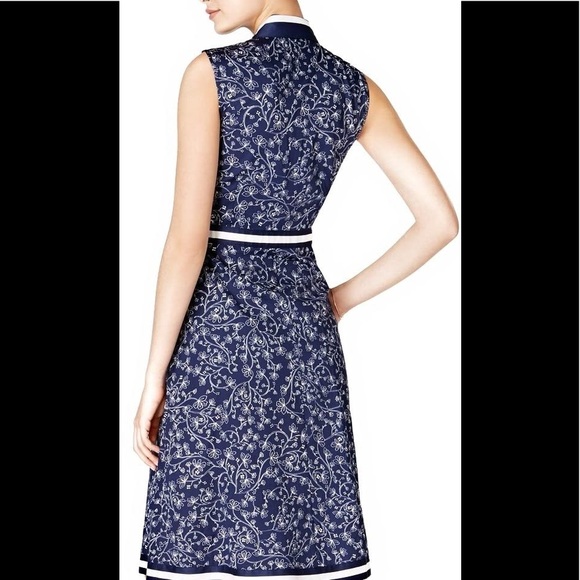 Maison Jules Printed Striped Trim Shirtdress NWT - Picture 2 of 3